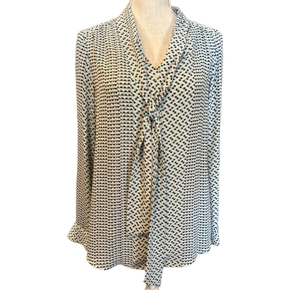 NWT - Rachel Zoe Geometric Print Tie Blouse - Picture 1 of 4